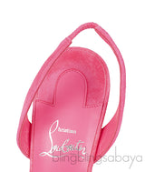 Neon Pink Suede Slingback Heels