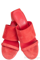 Hermes Suede Red Coral Sandals