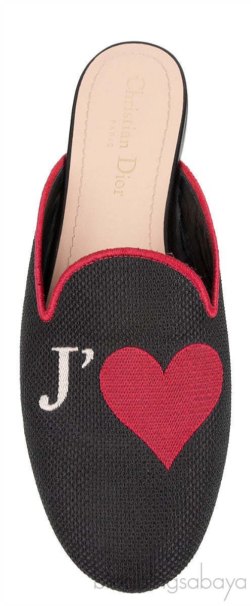 Dior Je T\'aime Canvas Mules Black