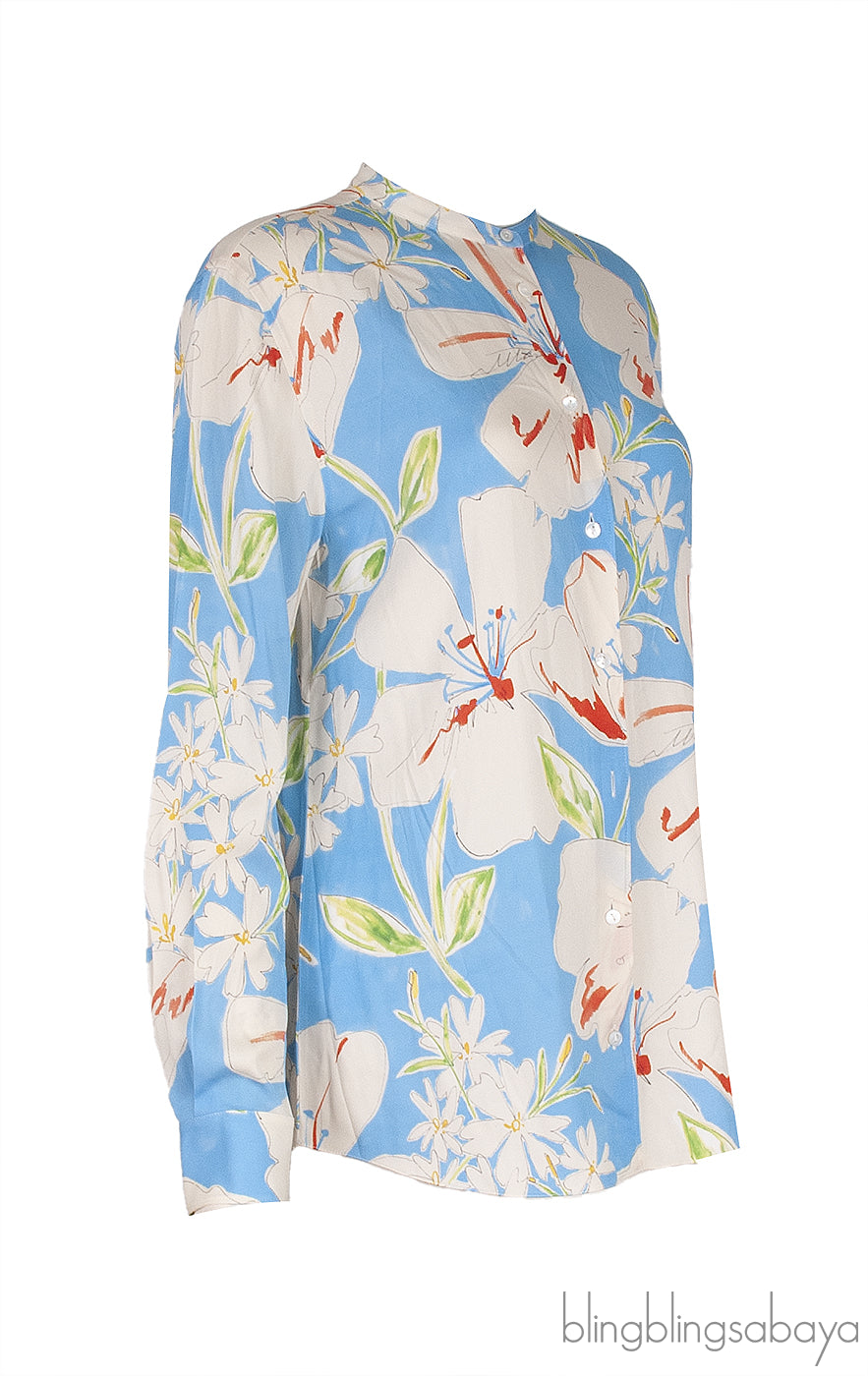 Light Blue Floral Print Shirt
