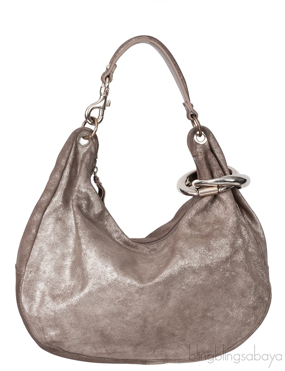 Metallic Brown Hobo Shoulder Bag