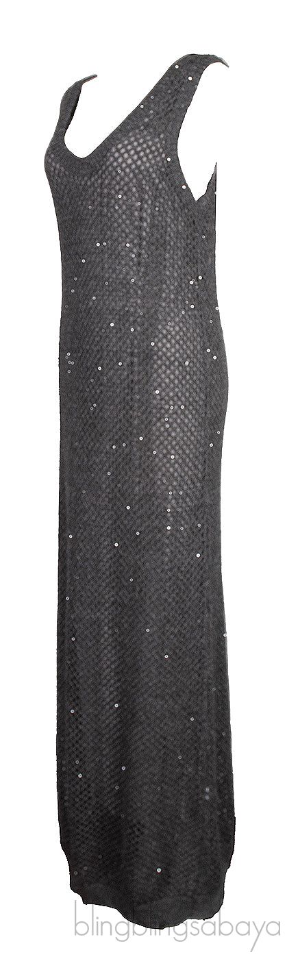 Charcoal Grey V-neck Knit Maxi Dress