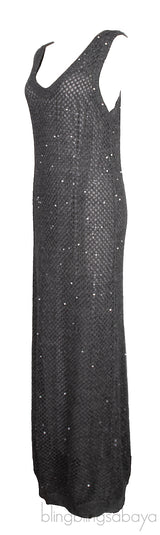 Charcoal Grey V-neck Knit Maxi Dress