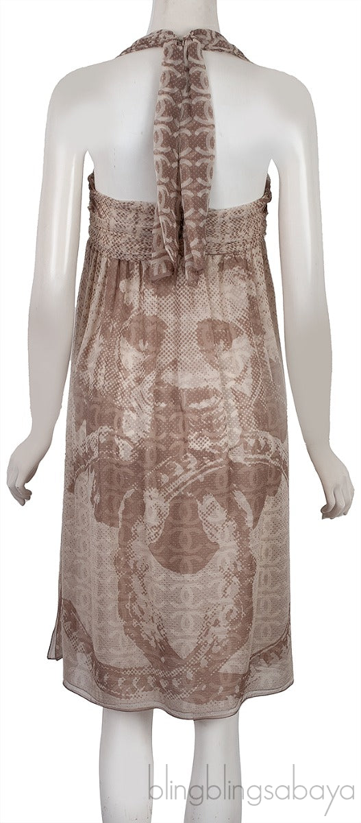 CC Logo Silk Chiffon Halter Dress