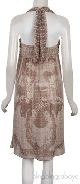 CC Logo Silk Chiffon Halter Dress