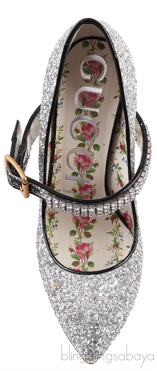Sylvie Silver Crystal Glitter Heels
