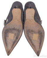 Jimmy Choo Grey Suede Bing Crystal Leather 100mm Crystal Mules
