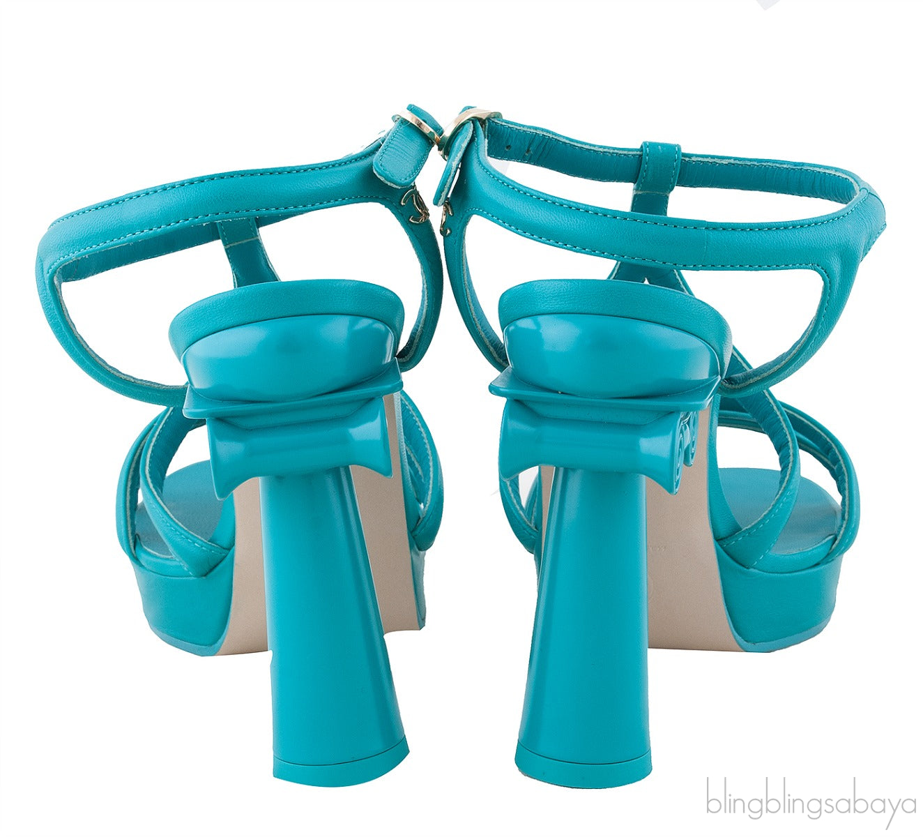Parthenon Grecian Gladiator Column Heels Blue Green