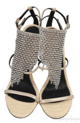 Giuseppe Zanotti Python Embossed Beige Crystal Sandals