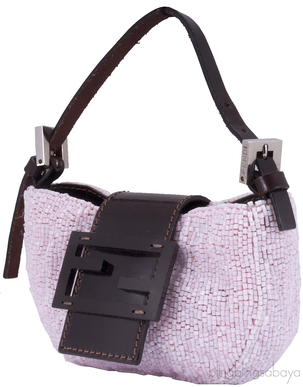 Pink Bead Mini Croissant Bag