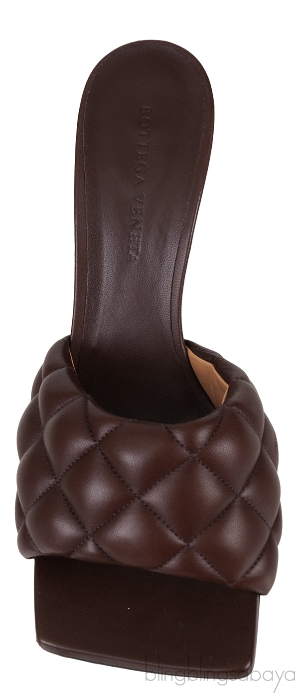 Brown Nappa Quilted Lido Mule Sandals
