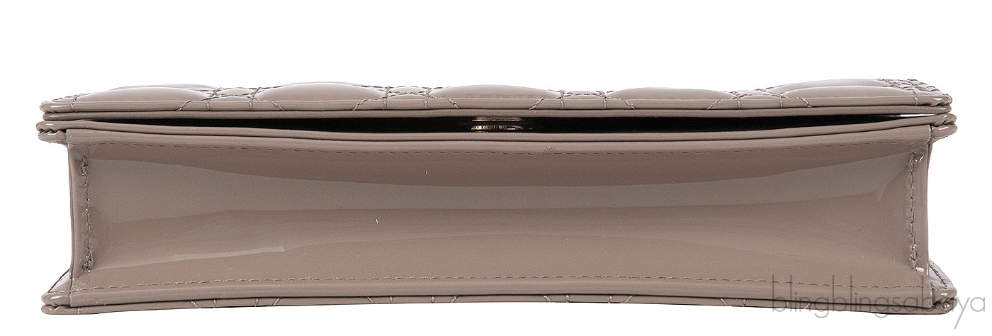 Lady Dior Pouch Warm Taupe Patent Cannage