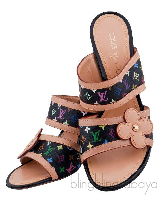 Multicolor Monogram Printed Sandals
