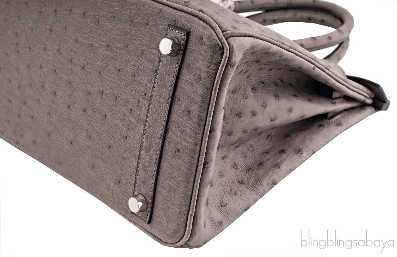 Birkin 30 Grey Tourterelle Ostrich