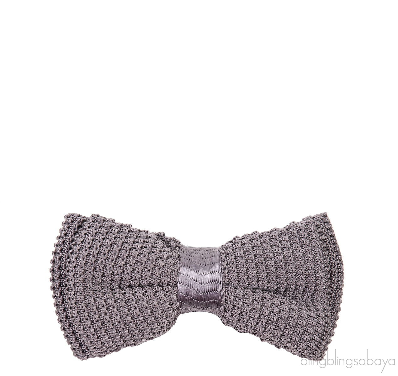 Grey Knitted Silk Bow Tie