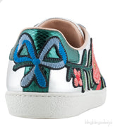 Floral Patch Silver Metallic Sneakers