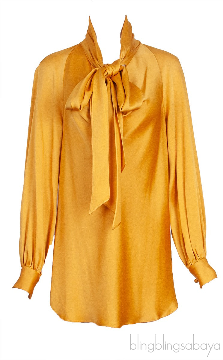 Yellow Gold Long Back Tie-neck Shirt