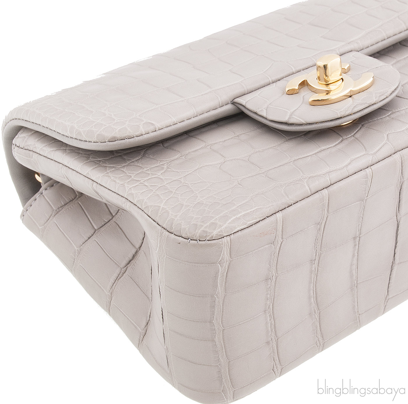 Grey Pearl Crocodile Mini Flap Bag