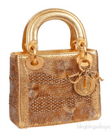 Lady Dior Mini Gold Bead Embellished Bag