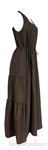 Army Green Cotton Blend Maxi Dress