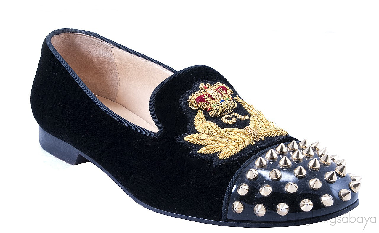 Intern Flat Velvet Spikes Loafer