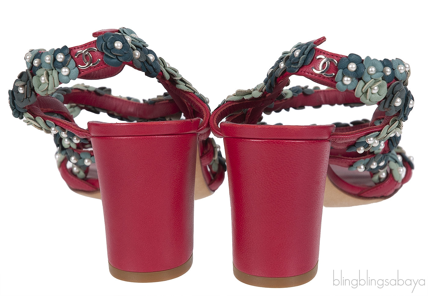 Chanel Camellia Strappy Pearl Red Sandals