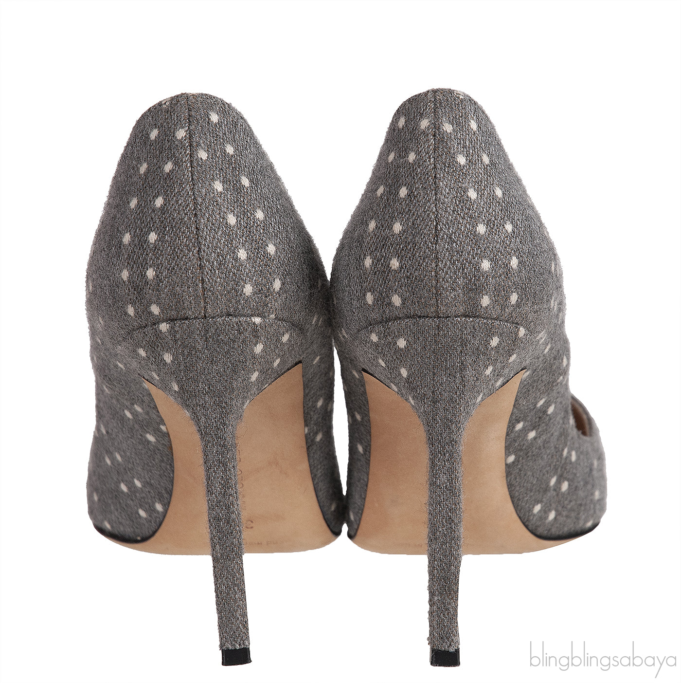 Grey Polka Dot Pointed Toe Heels