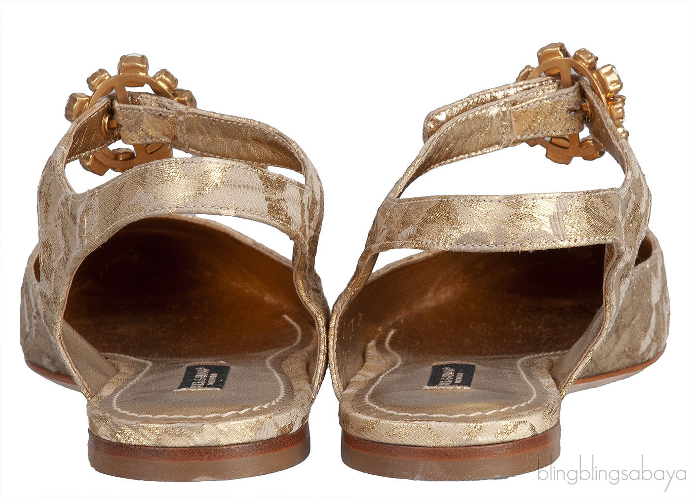 Dolce & Gabbana Metallic Gold Pointed Toe Flat Shoes