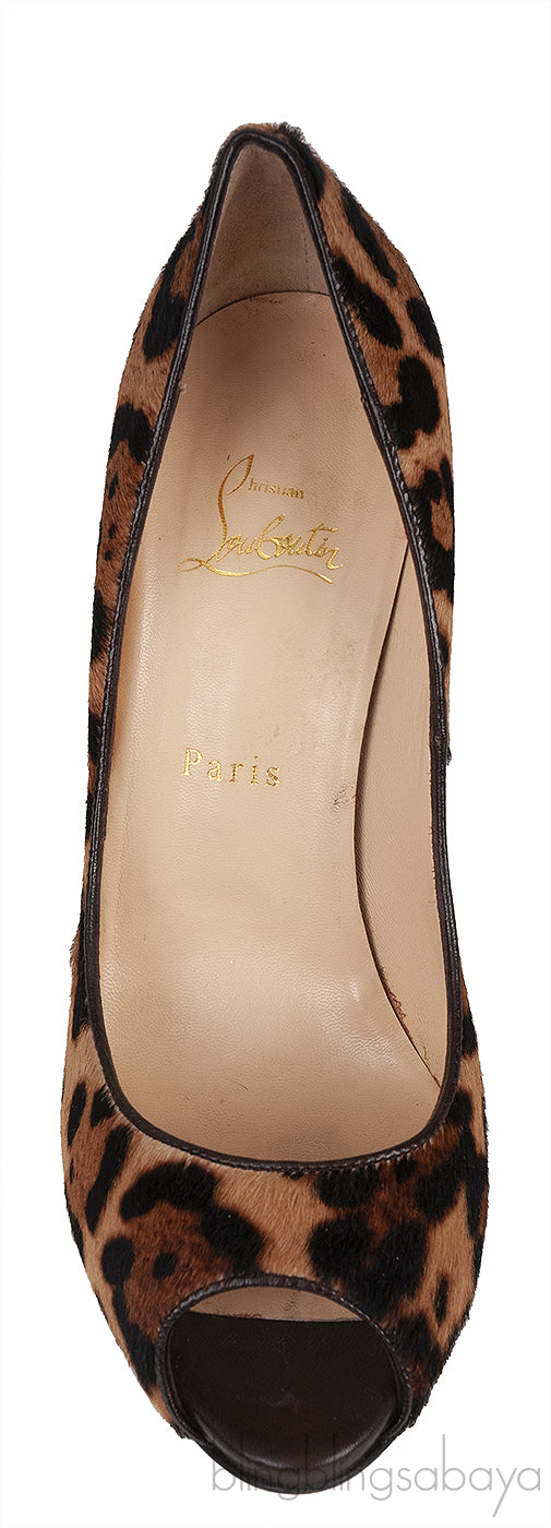 Leopard Pony Peep Toe Pump