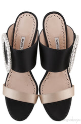 Bi-color Crystal Buckle Sandals