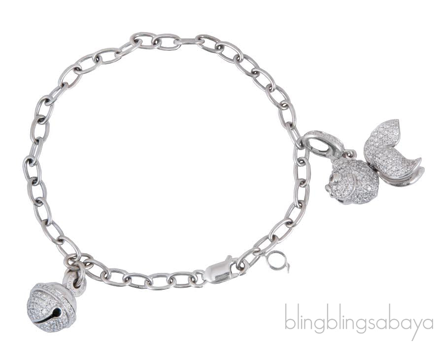 Bell & Fish Motif Diamond WG Bracelet