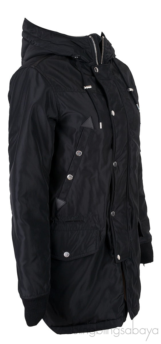 Black Trench Coat with Hoodie