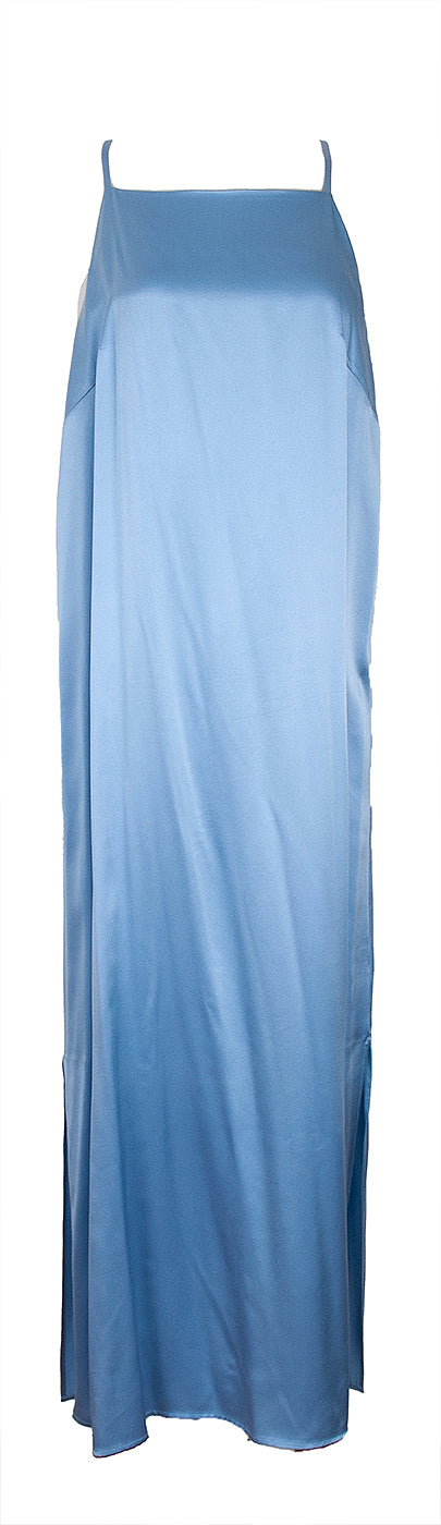 Tasman Silk-Satin Light Blue Midi Dress
