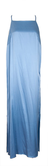 Tasman Silk-Satin Light Blue Midi Dress