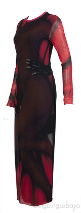 Loewe Mesh Hand Print Stretch Maxi Dress