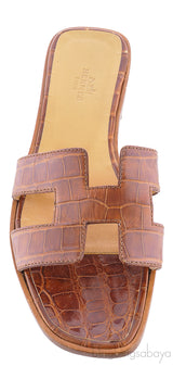 Oran Sandals Brown Crocodile