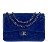 Classic Blue Iris Crocodile Jumbo Flap Bag