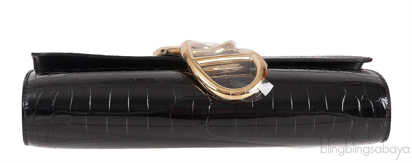 Egee Black Crocodile Clutch GHW