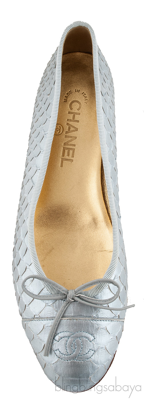 Silver Python Ballet Flat