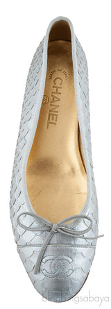 Silver Python Ballet Flat