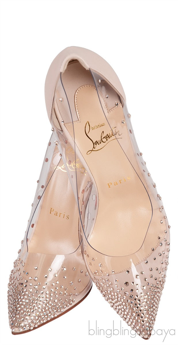 Beige PVC Crystal Heels