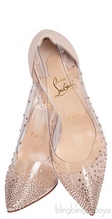 Beige PVC Crystal Heels