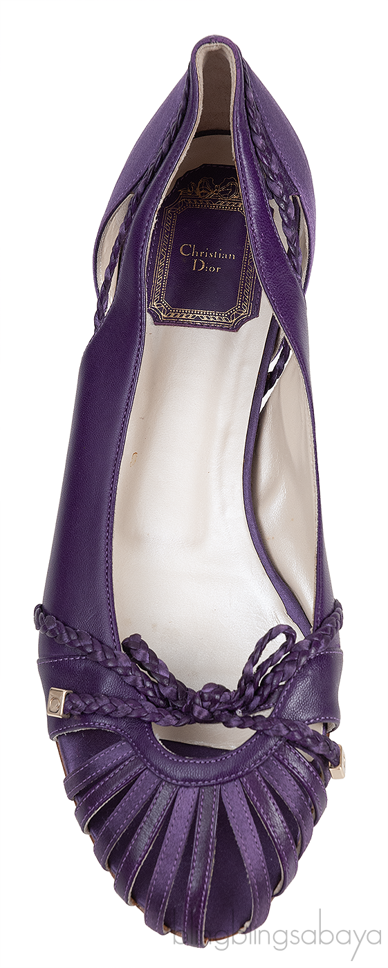 Dior Purple Satin and Leather Ballet Flat