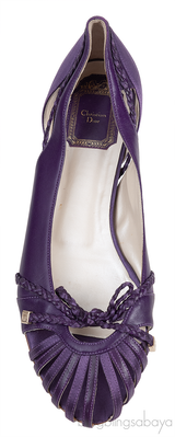 Dior Purple Satin and Leather Ballet Flat