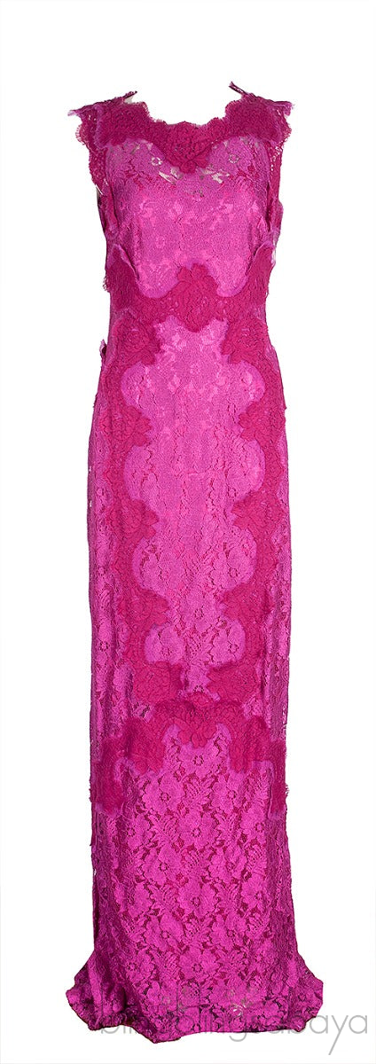 Fuchsia Lace Sleeveless Gown