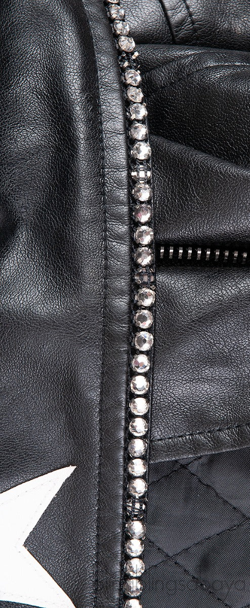 Black Crystal & Star Patch Emb Jacket