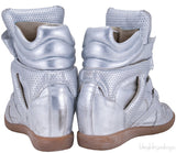 Silver Metallic Leather Bird Sneakers