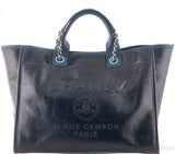 Deauville Large Blue Leather Tote