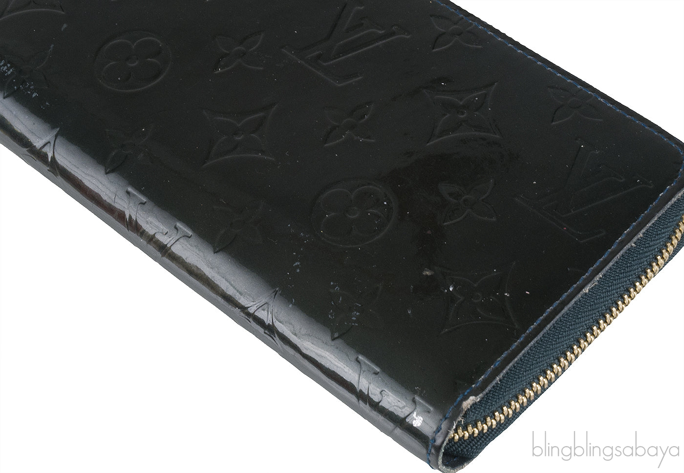 Dark Green Monogram Zip Wallet