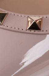 Spike Rockstud Nude Slingback Mini Heels